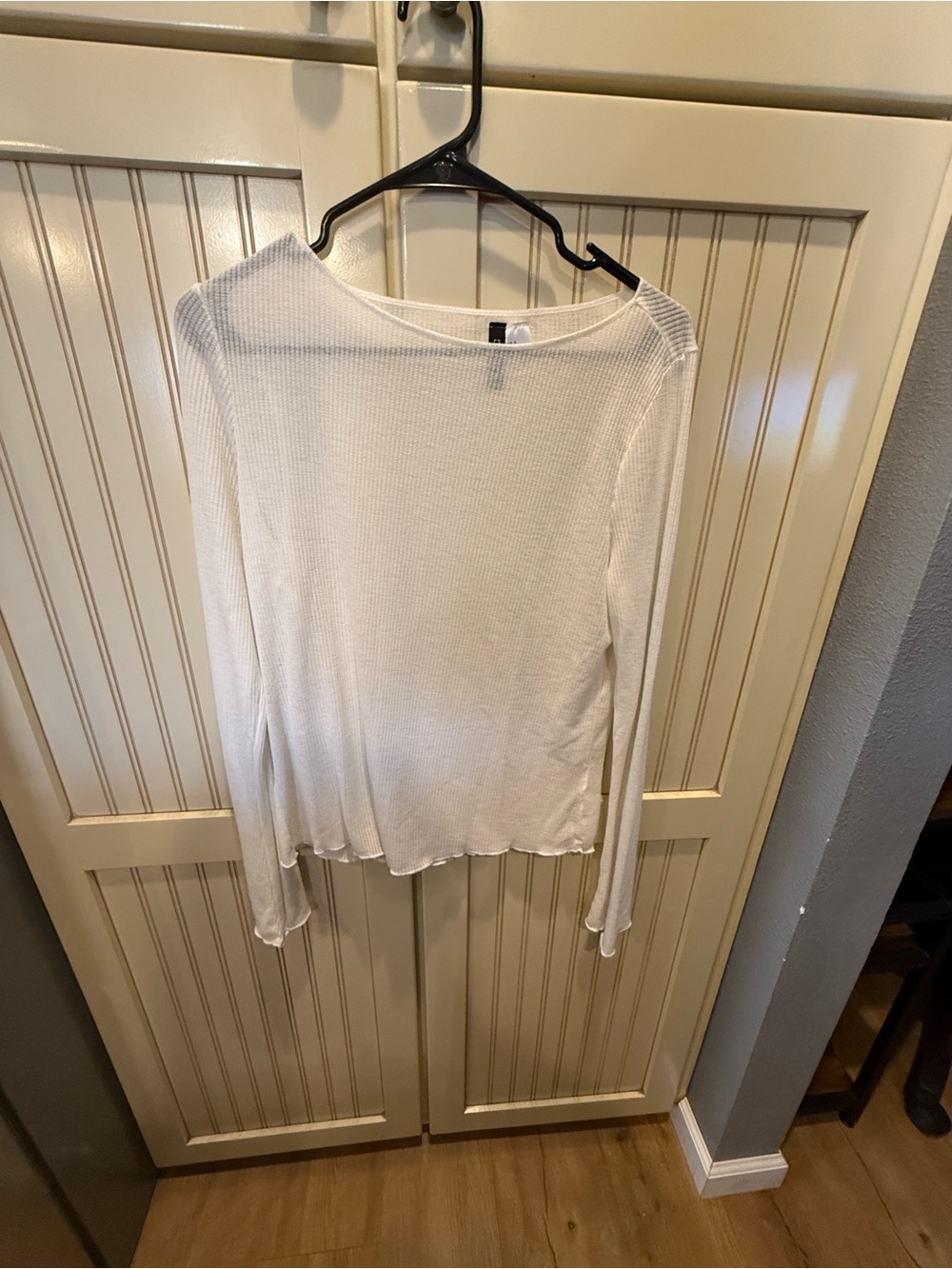 Divided White Lightweight Ribbed Long-Sleeve Top